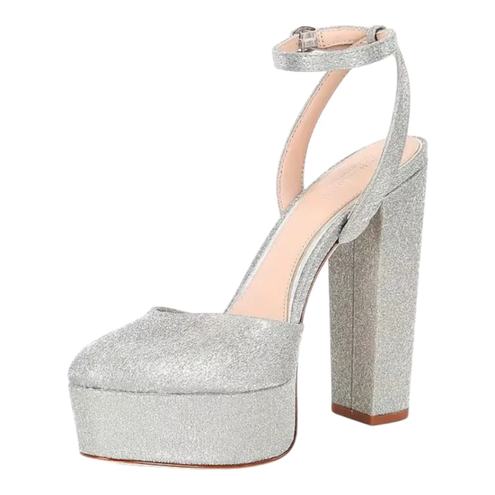 Antonio Melani x Born on Fifth Liv Metallic Glitter Closed Toe Platform Heel 7